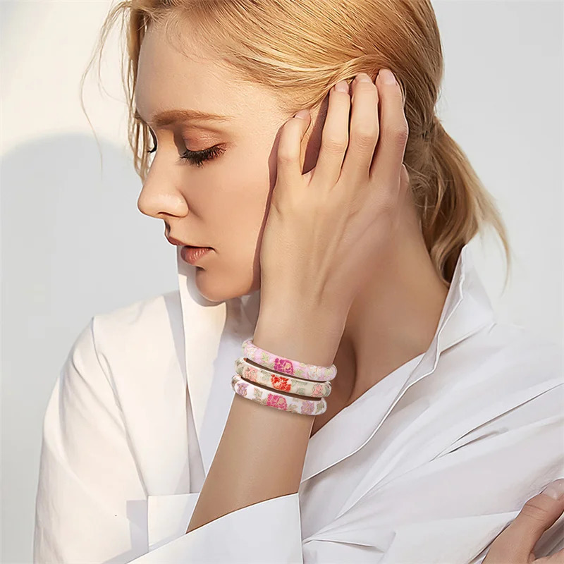 Enameled Bracelets For Women Flower Women Bangles Indian Chinese Viking Bracelet On Hand African Jewelry Dubai Womens Gift Girl 250805