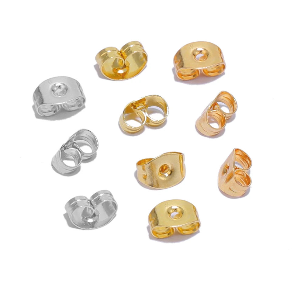 100Pcs Stainless Steel Earring Studs Backs Stopper Scrolls Ear Post Butterfly For Jewelry Making Back Plug Accessories 250804