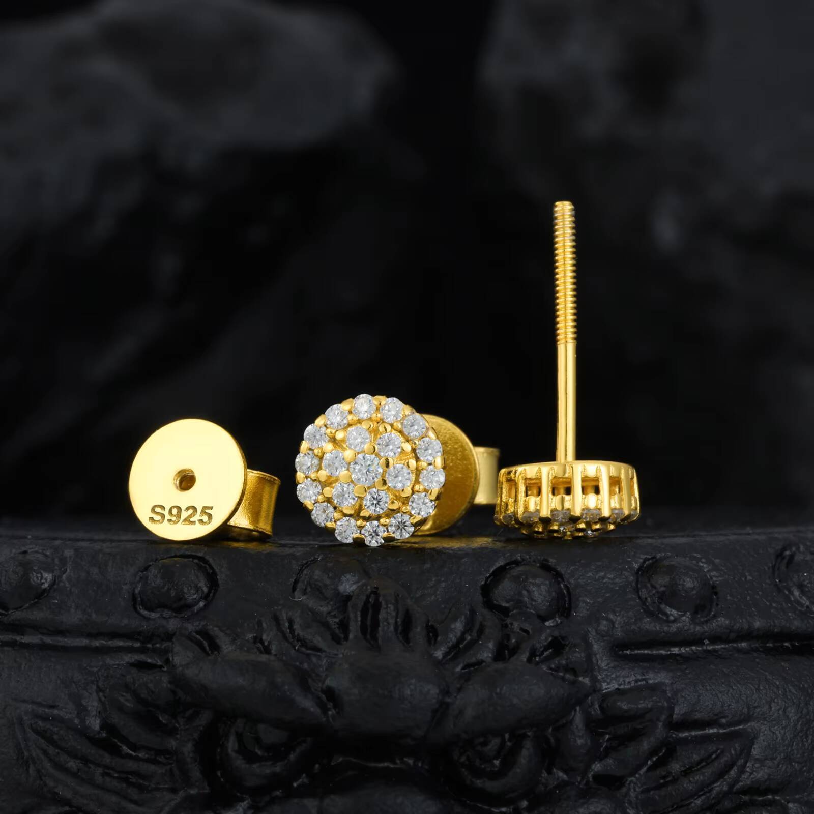 Fashion Jewelry Hip Hop 925 Sterling Silver Iced Out VVS Moissanite Screw Back Classic Round Stud Earring for Party