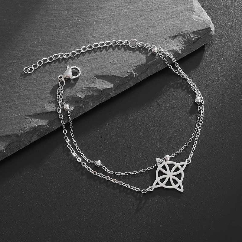 Witchcraft Witch Knot Stainless Steel Geometric Hollow Flower Box Chain Cuff Bracelet for Women Fashion Irish Adjustable Amulet Gift W250807