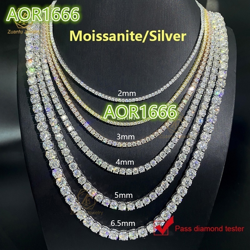 Cheapest Price Hip Hop 925 Silver Gra VVS Moissanite Diamond Tennis Chain 3MM 4MM 5MM Necklace Bracelet Men Women Hiphop Jewelry