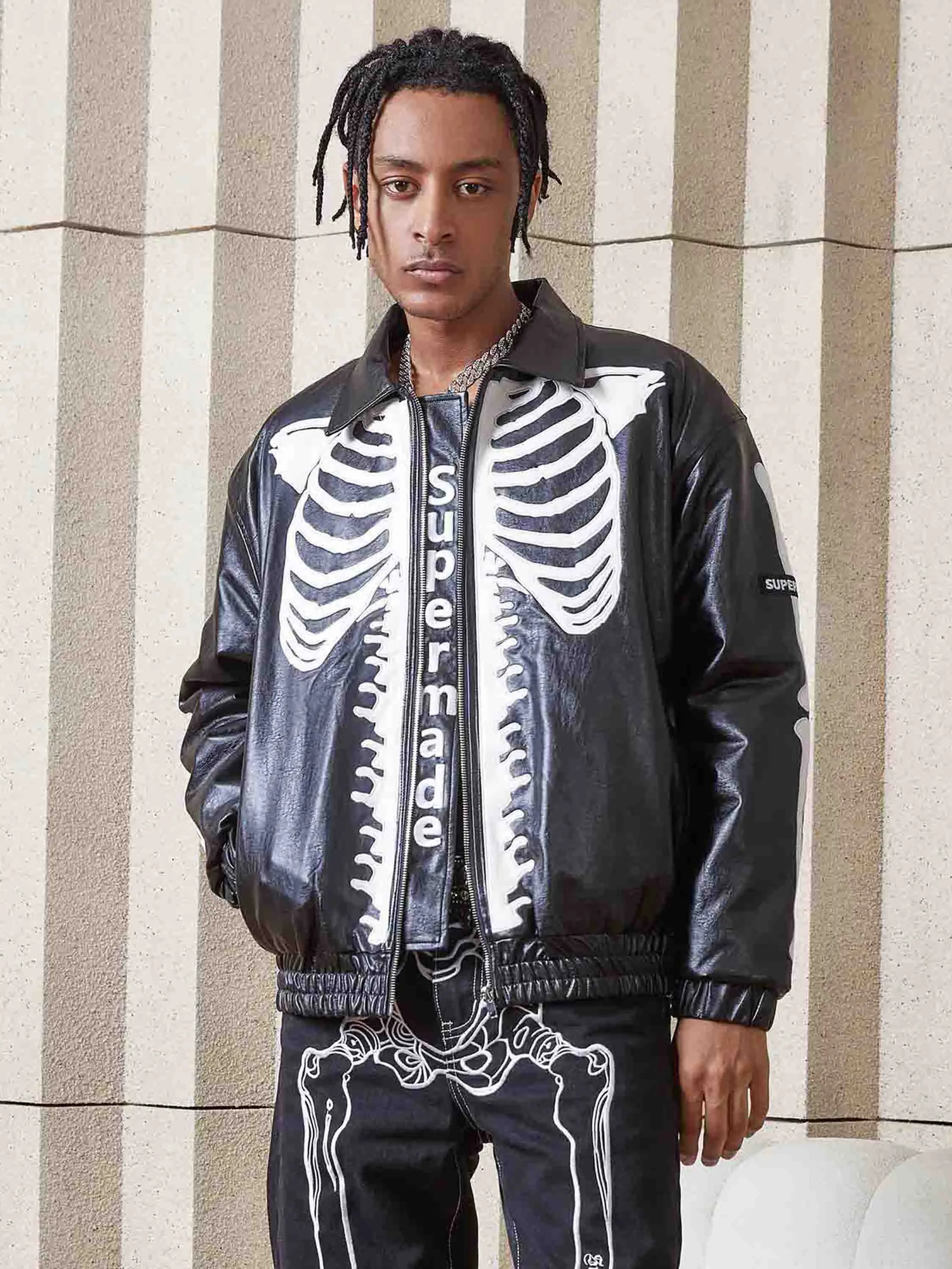 Mens Leather Jacket Fashion Embroidery Artificial Leather Coats Winter Casual Motorcycle Biker Pu Leather Outwear Male Clothing 250805