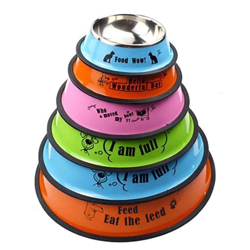 Pet Bowl Cat Cartoon Stainless Steel Dog Pot Bowl Pet Feeder Gamelle Chien Water Bottle Food for dogs cats feeder Y250806