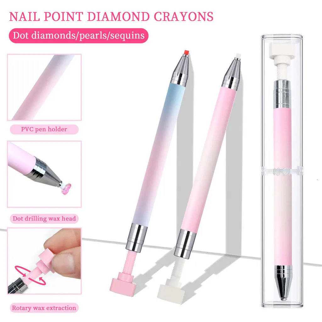 Nail Dotting Pen Tool For Rhinestone Gradient PVC Holder Diamond Suction Rotary Rhinestone Picker With 6pcs Wax Manicure Sets 250805
