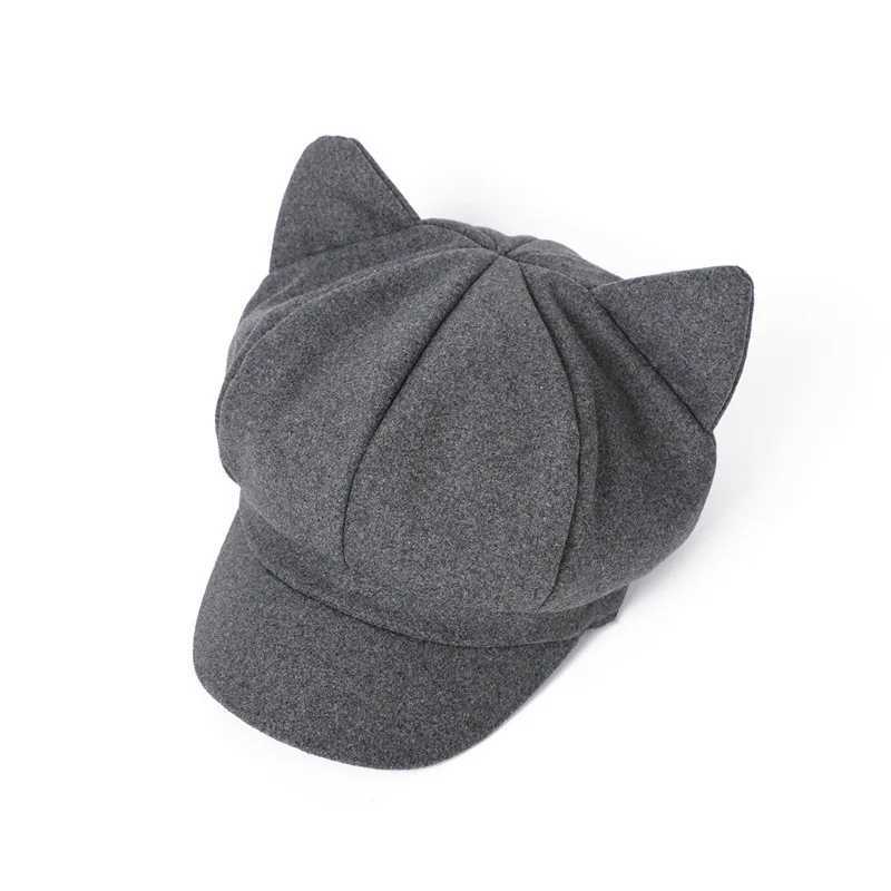 ute Cat Ears Hat Women Beret Hat Spring Autumn Retro Octagonal C Fashion Vintage Beret Hat Women Ladies Girl Hats XJ250807
