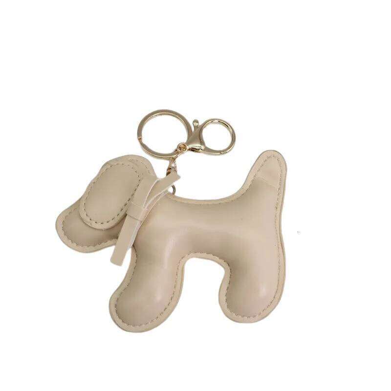 Cute Puppy Dog Keychain Leather Animals Keyring Hanging Ornament Backpack Handbag Charm Gift Women Men Bag Pendant Decoration