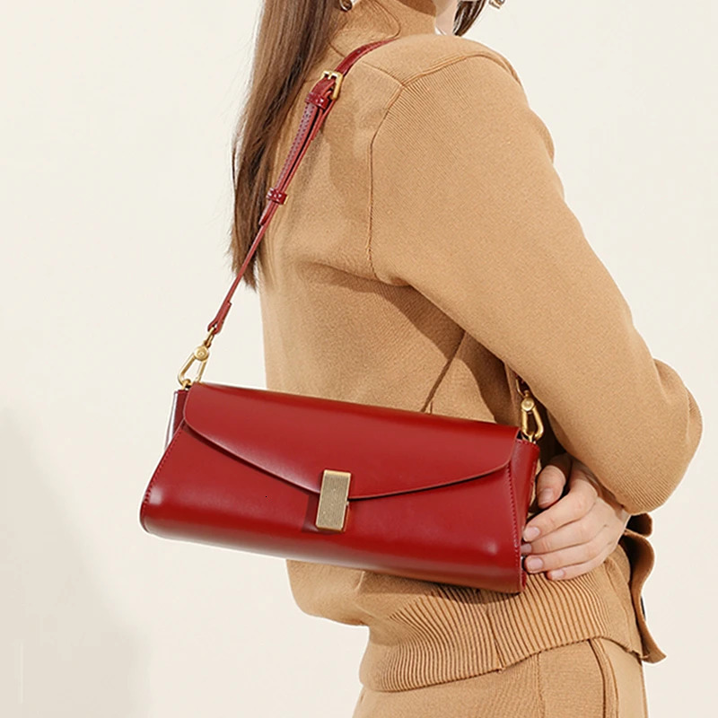 Burminsa Trendy Genuine Leather Underarm Shoulder Bags For Women Luxury Designer Crossbody Purses Flap Lock Ladies Handbags 250804
