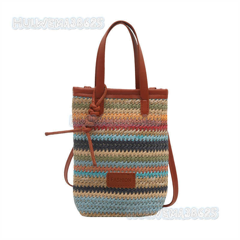 Style Colorful Striped New 2025 Womens Spring Summer Trendy Fashion Woven Bag Shoulder Crossbody Phone Bag H250806