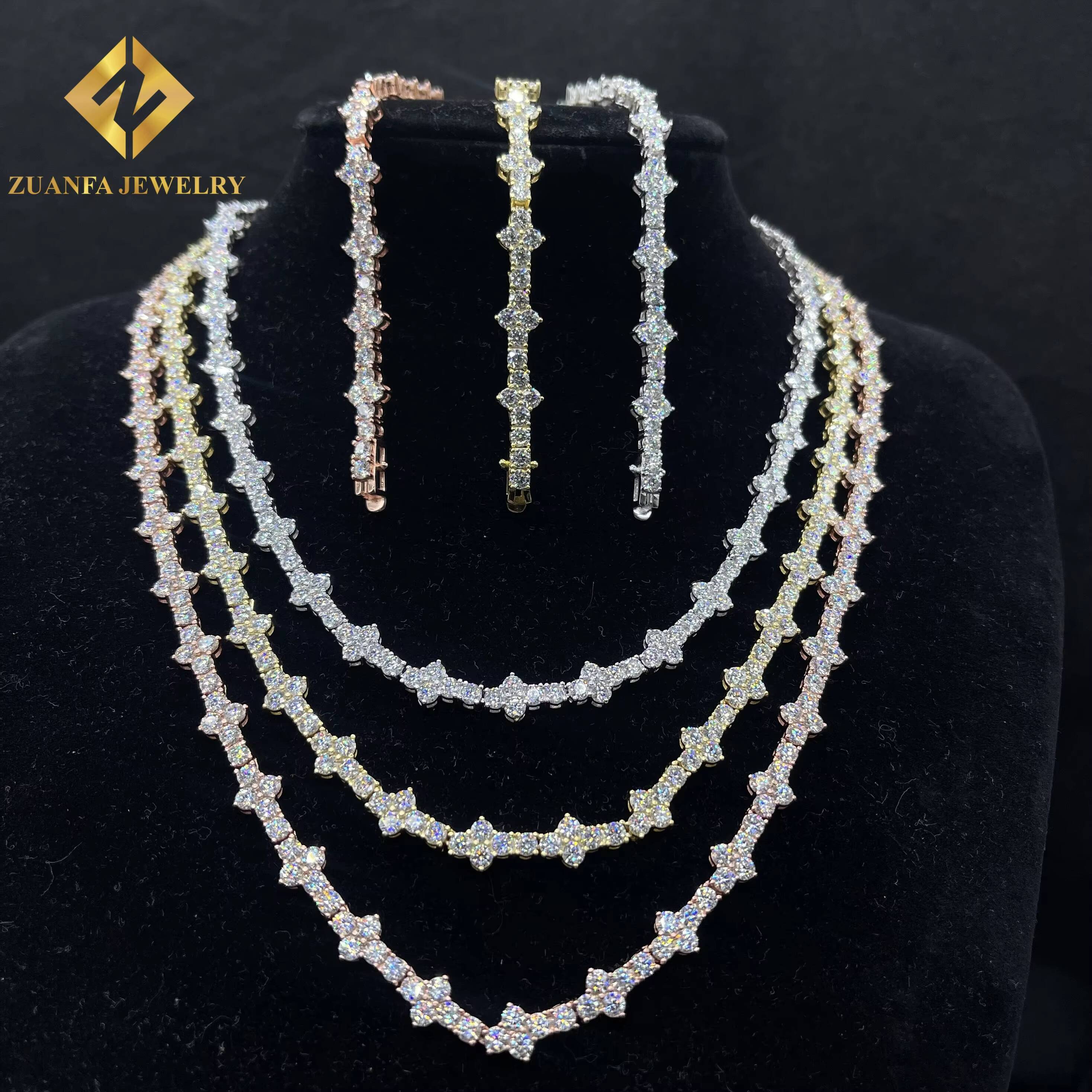 Iced Out Hip Hop Jewelry 925 Silver Cross With Tennis Chain 925 Silver Vvs Moissanite for Men and Women