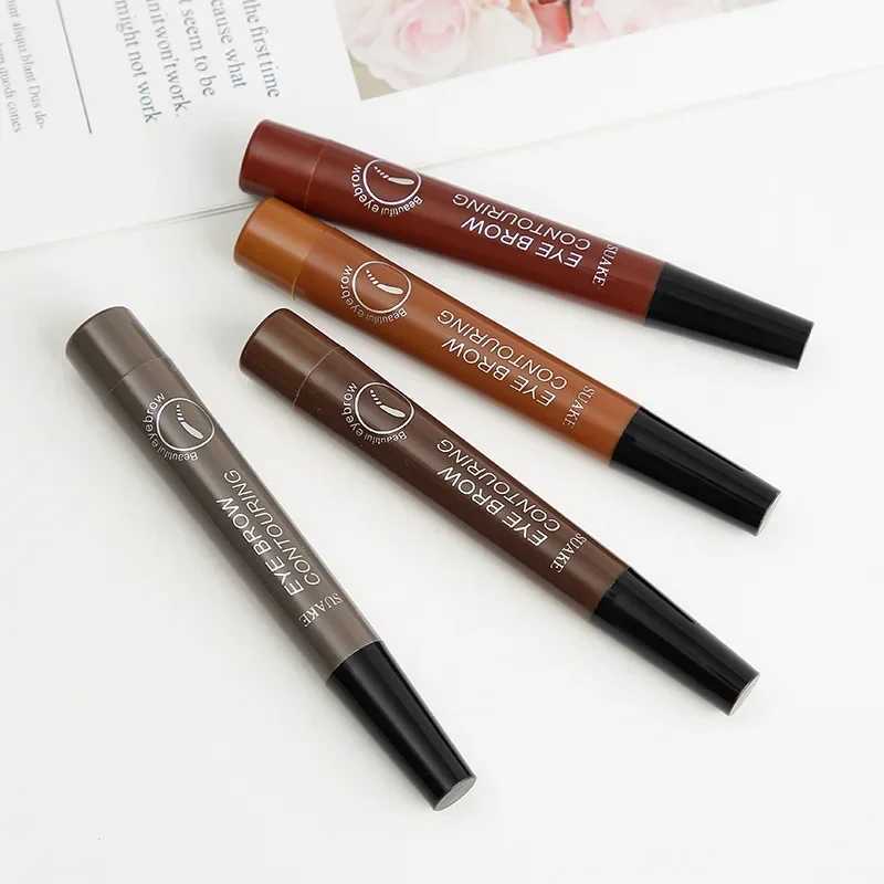 1/5PCS 5 Colors Eyebrow Pen Waterproof 4 Fork Tip Eyebrows Pen Eyebrow Tattoo Waterproof Liquid Black Eyebrow Makeup Pencil W250807