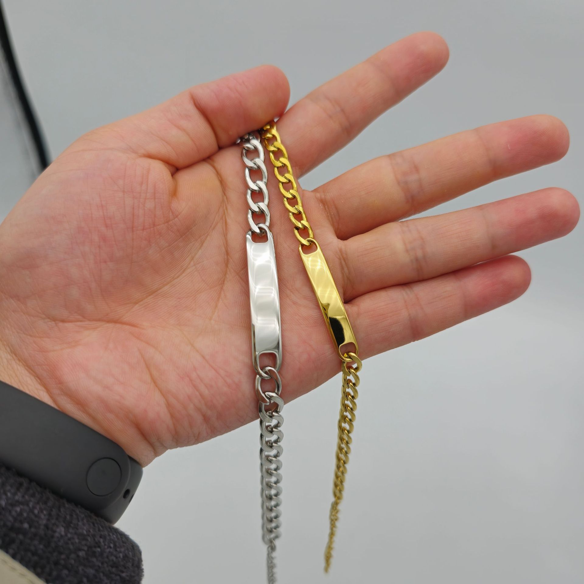 Punk Man Couple Bracelets Stainless Steel Gold Plated Blank Bar Baby Cuff Bangle Jewelry For Women Lover Birthday Christmas Gift wholesales drop ship