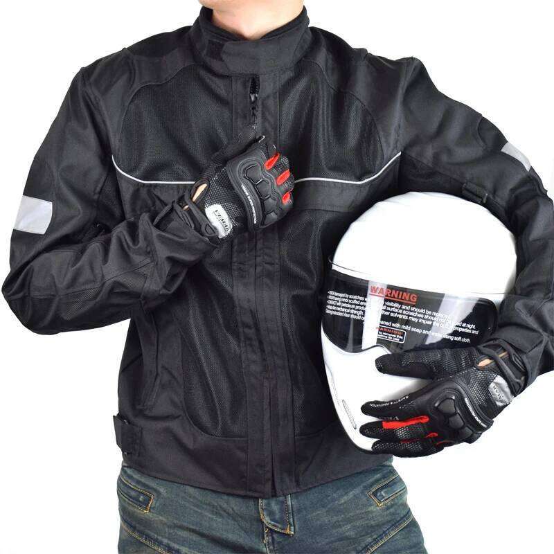 Men Woman Summer Breathable Motorcycle Jacket Night Reflective Motorbike Riding Coat with 5pcs Protective pads M-5XL