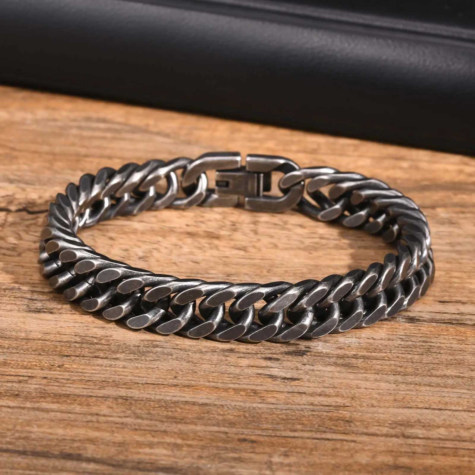 Vintage Chain Bracelets for Men Boys Byzantine Stainless Steel Braided Link Wristband Retro Jewelry Birthday Gifts for Father W250807