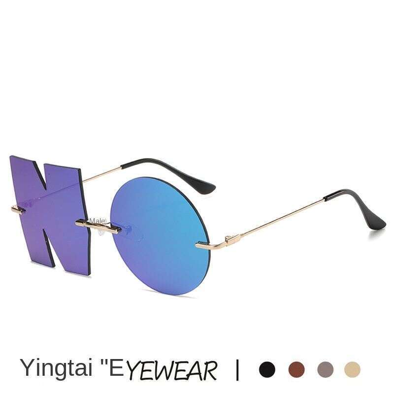 New No Fashion Trend Sunshade Mirror Metal Frameless Colorful Sunglasses Glasses