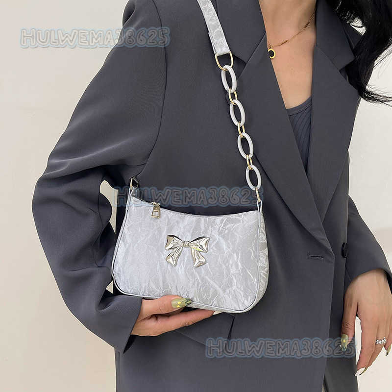 Womens Underarm Bag 2025 Spring New Fashionable Single Shoulder Bag with Bowknot Handbag H250806