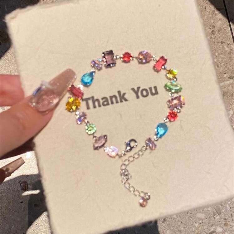 Colorful Crystal Candy Zircon Bracelet Light Niche High-end Forest Style Beaded Jewelry 2024 Accessories