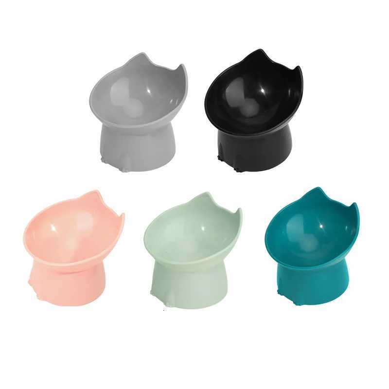 Elevated Cat Bowl Anti Vomiting Food Water Bowls for Indoor Cats Kittens Anti-Tip Plastic Raised Pet Feeding Dish Y250806