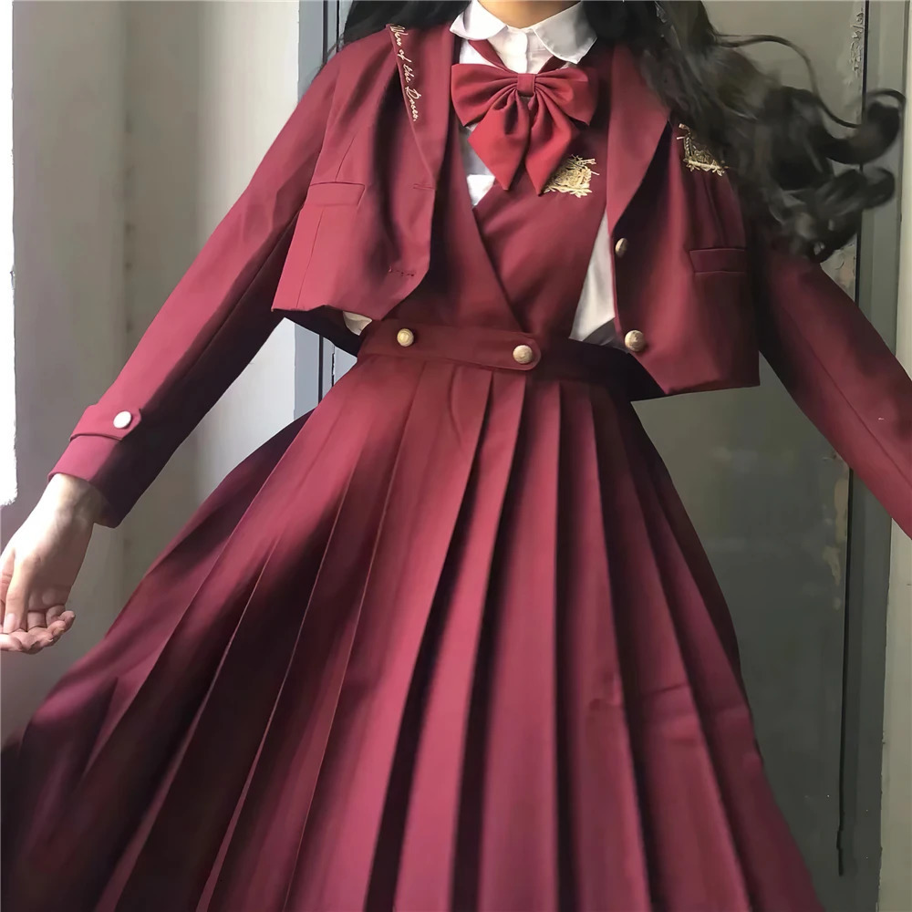 Students Ceylon Black Tea Japanese Girls Long Pleated Dress Summer Womens Sleeveless Pinafore JK High School Uniform 250729