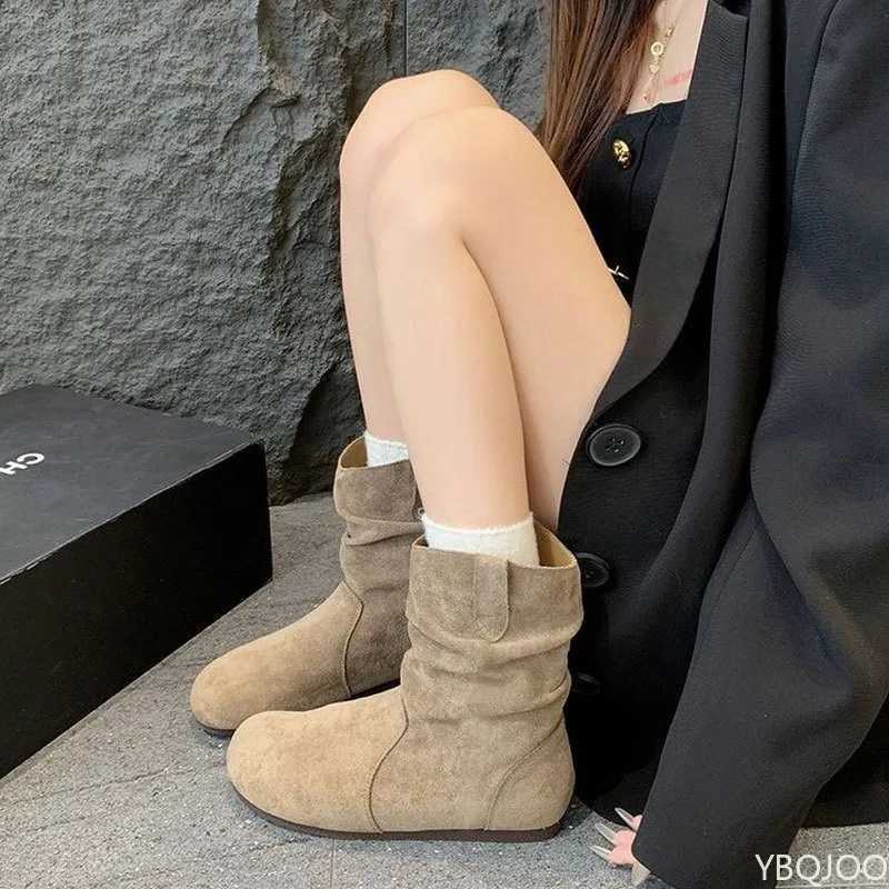 New Suede Casual Boots Women Reliable Versatile Ankle Boots Short Slip Flat Shoes Comfortable Soft Bottom Lady Boot XJ250807