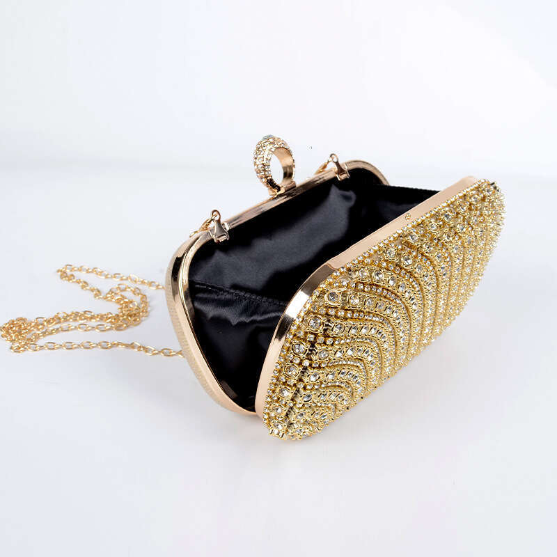 New Women's Large Rhinestone Buckle Clutch Shiny Suitable for Party Wedding Bride Evening Bag Detachable