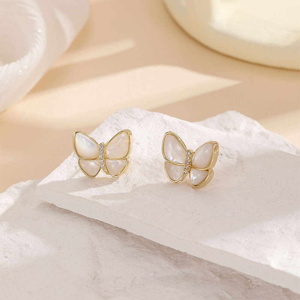 Mother-of-Pearl Butterfly 2022 New Niche Design Versatile Simple High-End Internet Celebrity Earrings