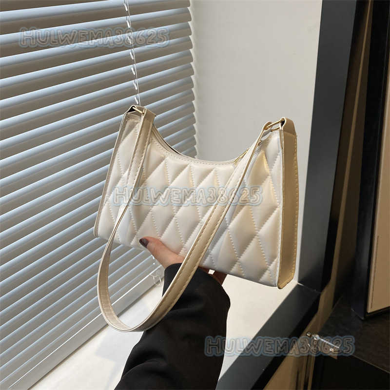 Womens Elegant Simple Quilted Embroidery Niche Underarm Bag 2024 Spring Summer High-end Single Shoulder Bag Style Small Square Bag H250806