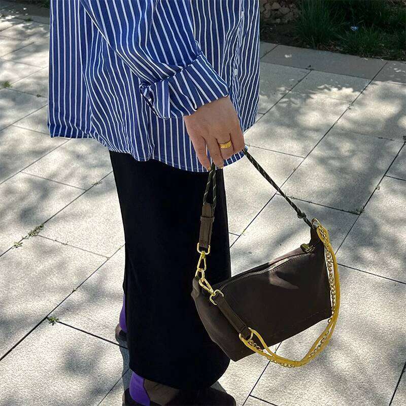 Brand Women's Contrast Color Handbag Fashion Leisure Surf Rope Shoulder Messenger Large Capacity High Quality Underarm Bag