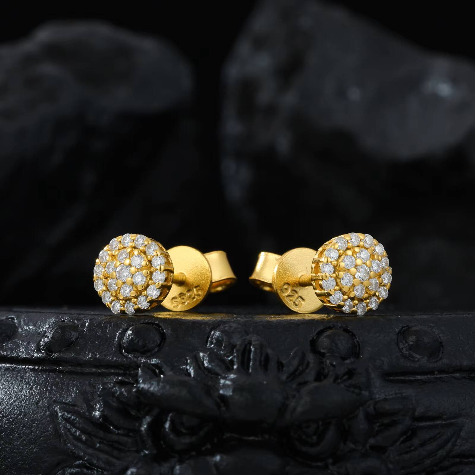 Fashion Jewelry Hip Hop 925 Sterling Silver Iced Out VVS Moissanite Screw Back Classic Round Stud Earring for Party