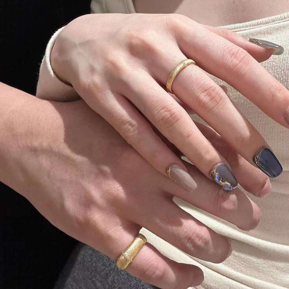 French Style Light Luxury Brushed Craft Italian Vintage Wide Narrow Version Couple Rings Adjustable Open Ring