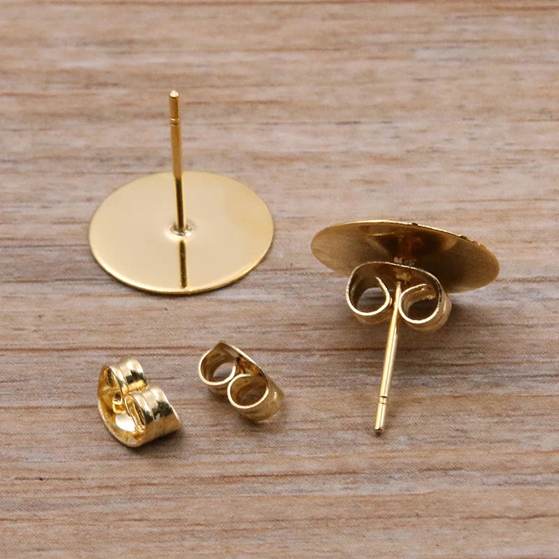 50100pcs 2 Color Stainless Steel Earring Studs Blank Post Base Pins With Plug Findings Ear Back For DIY Jewelry Making 250804
