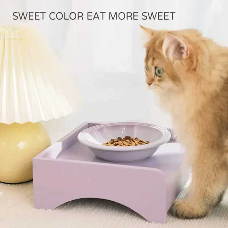 Extra Wide Raised Cats Food BowlElevated Pets Bowls Anti-Vomiting Cat Feeder Whisker Stress-Free Dog Ceramic Cat Feeding Bowls Y250806