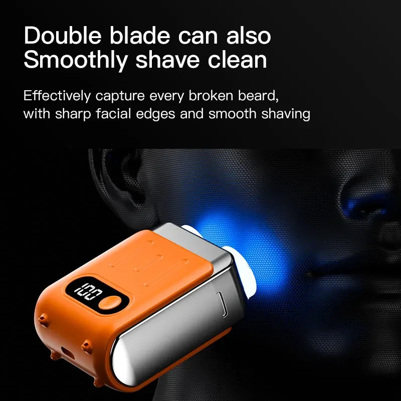 Dual Floating Magnetic Blade Men Electric Shaver Mini Portable High Speed Travel Beard Knife Rechargeable Rotary Electric Razor 250805