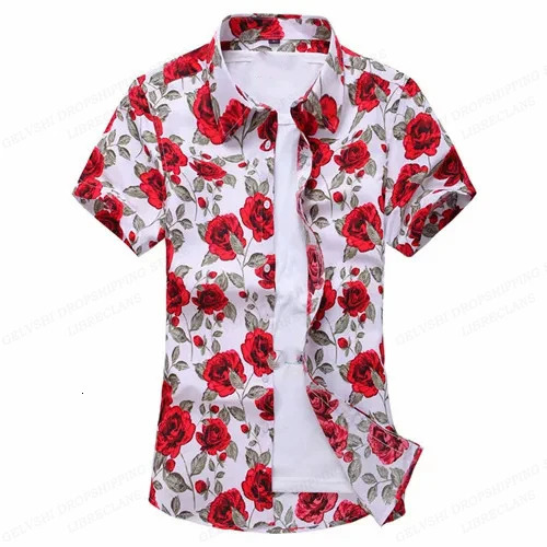 Summer Floral Hawaiian Shirts Men Fashion Short Sleeve Shirt Flower Blouse Turn Over Collar Casual Lapel Camisas Mens Clothing 250807