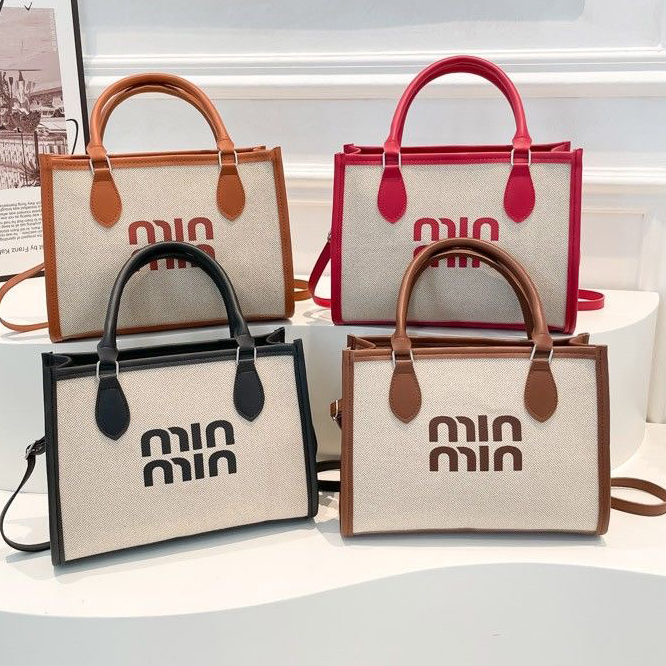 Designer bag minimalist tote bag eye-catching clutch canvas patchwork leather shoulder bag classic and luxury color matching versatile letter decoration