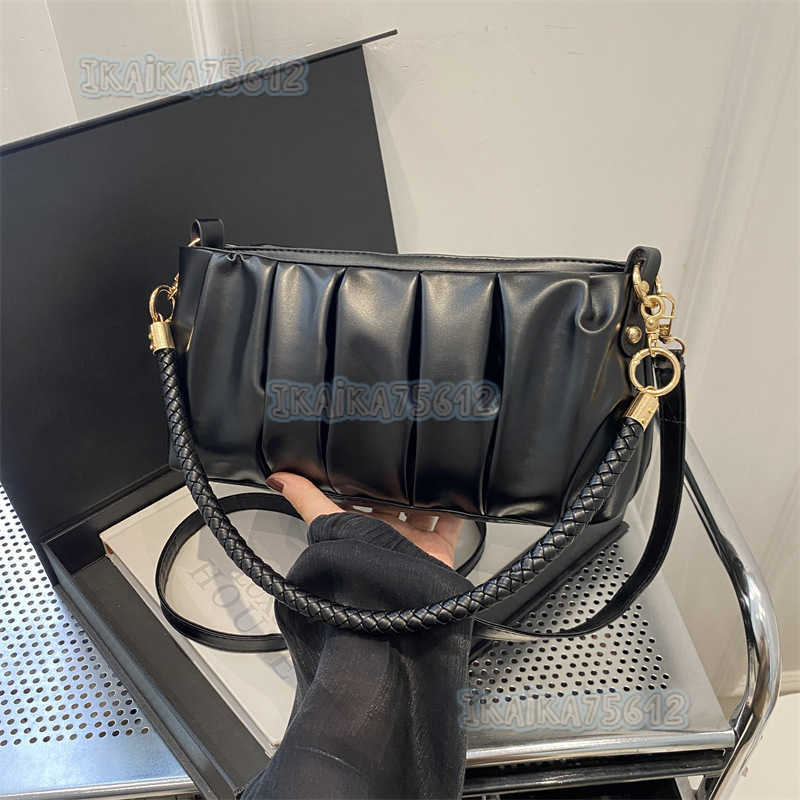 Niche Design Bag for Women 2024 Single Shoulder Crossbody Bag High-quality Texture Pleated Underarm Cloud Bag H250806