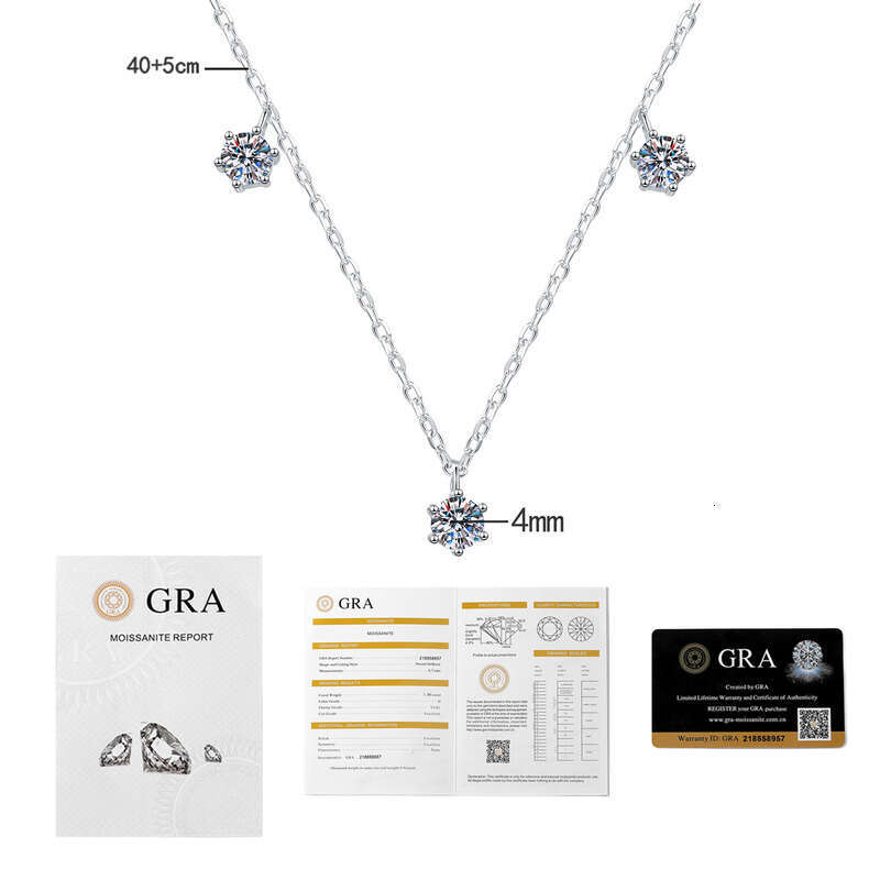 Sier Necklace Moissanite Pendant Elegant Light Collarbone Chain for Women