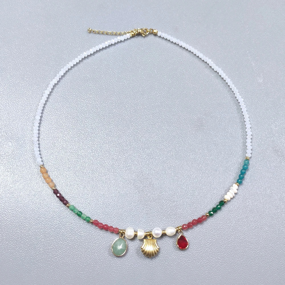 Fashion Charm Natural Pearl Beaded Necklace Multi-color Water Drop Pendant Decoration Collar Man Women Bohemian Stone Jewelry 250730