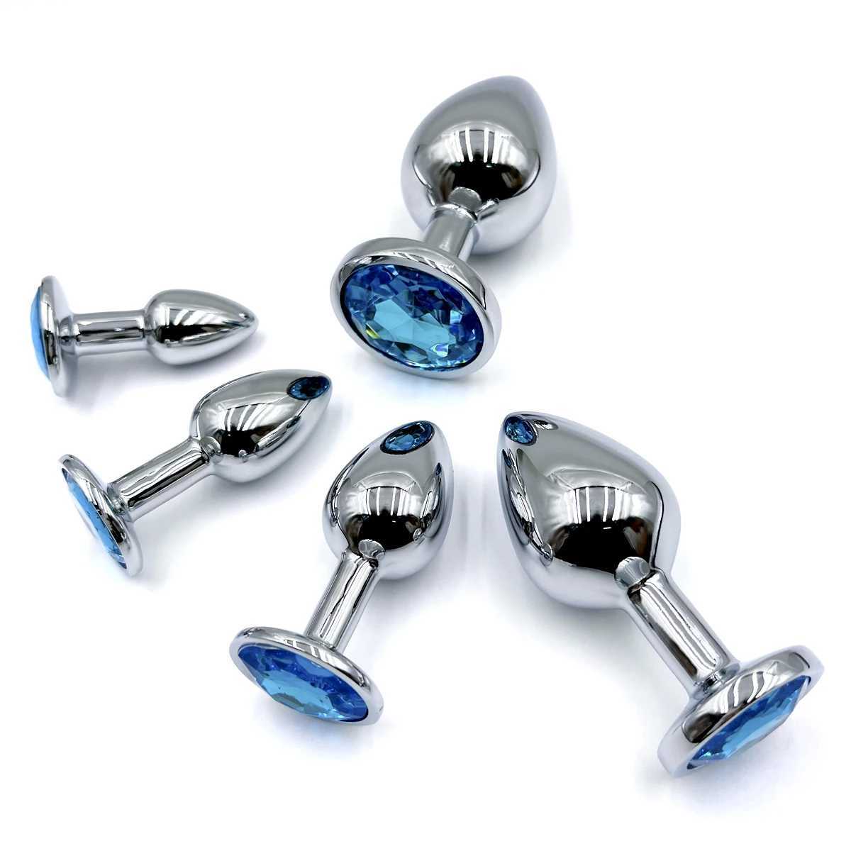 5 Sizes Metal Anal Plug With Gem Base Beginner To Expert Butt Plug G-Point Massage Dildos Female/Male Couples Adult Sex Toys W250807