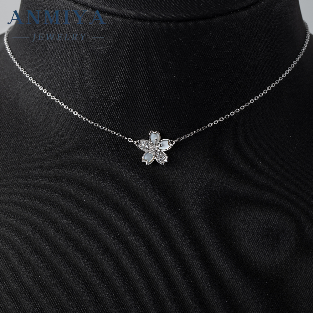 Custom Fine Jewelry Necklaces Zircon Flower Necklace 925 Sterling Silver Sterling Fashion Jewelry Pendent Necklaces