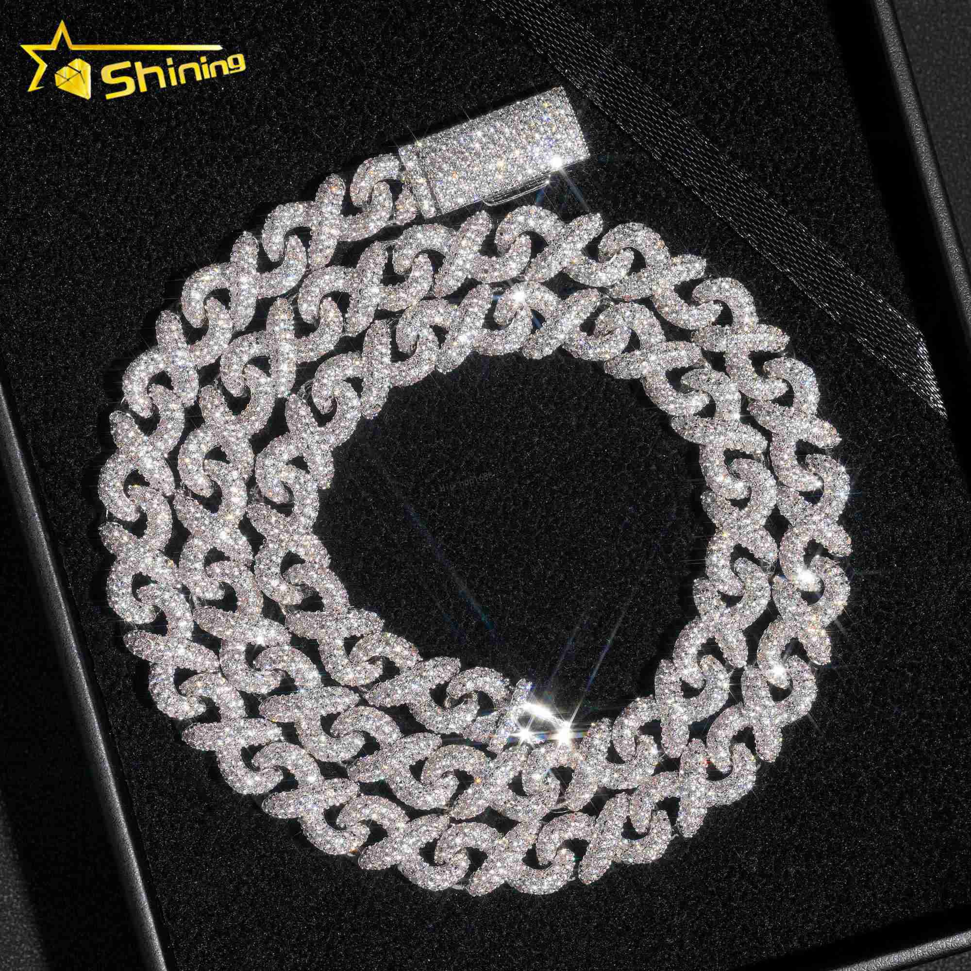 Sterling silver necklace moissanite cuban chain S925 gold plated GRA diamond iced out link chain for men