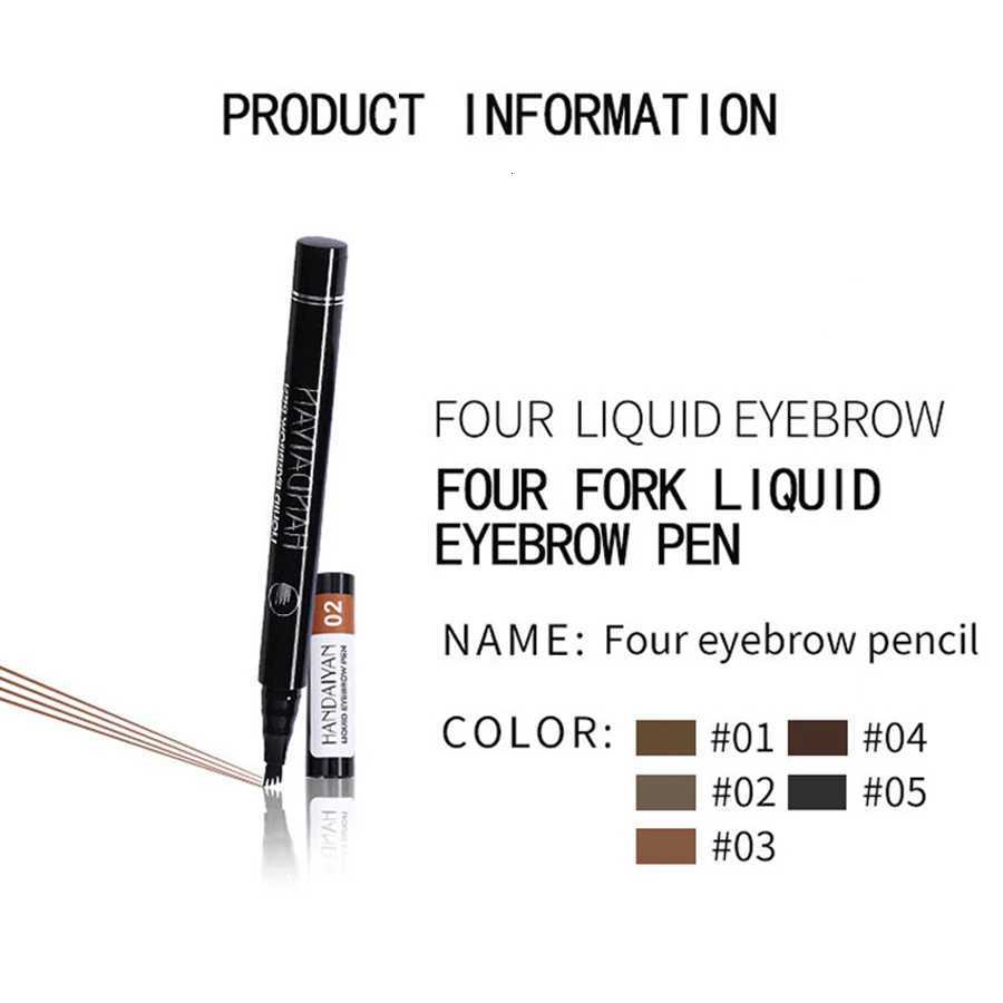 4 Split Head Eyebrow Pencil Long Lasting Non-decoloring Waterproof High Pigmented Easy Application Liquid Eyebrow Pencil W250807