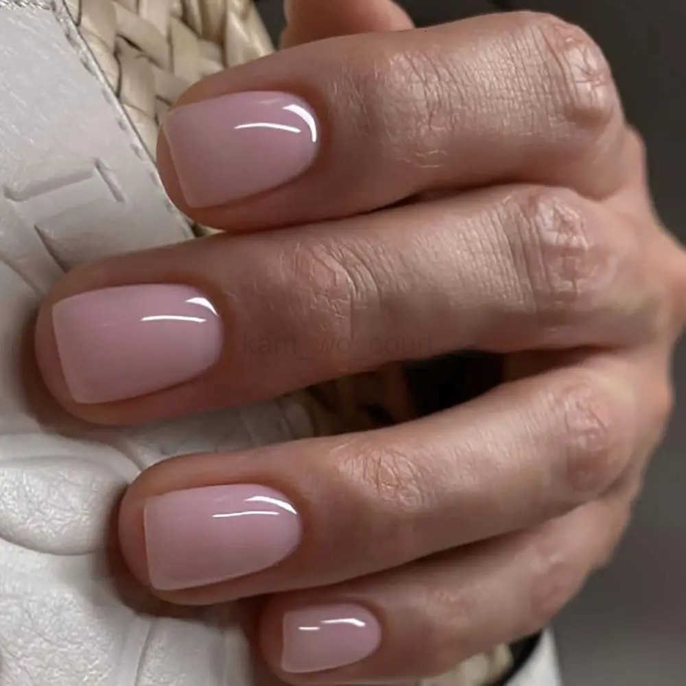 24pcs French White Side False Nails Wearable Rhinestone Design Fake Nails Short Simple Full Cover Nail Tips Press On Nails M250807