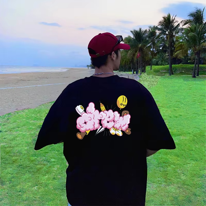 Drew House New Mens Clothing print logo T shirt men's and women's printed loose short sleeve T-shirt Designer luxury