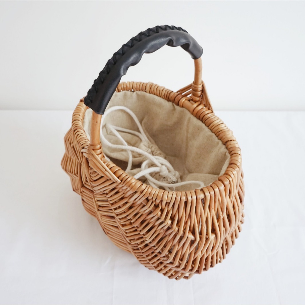 Japanese Handmade Rattan Woven Bag Women's Handbag, Free Shipping Designer Retro Oval Bucket Bag Leisure Vacation Beach Bag
