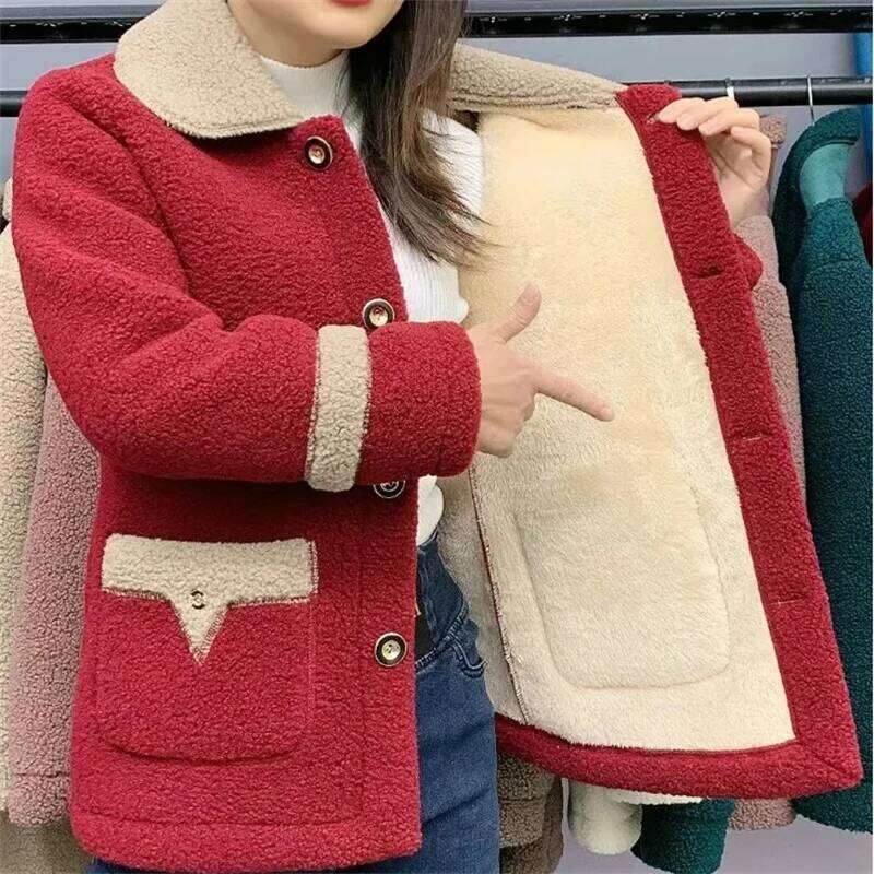 Designer Clothing 2025 Winter Jacket Parkas New Lambswool With Veet Padded Mother Fur Coat Female Cotton Clothes Woman Outerwear 5Xl