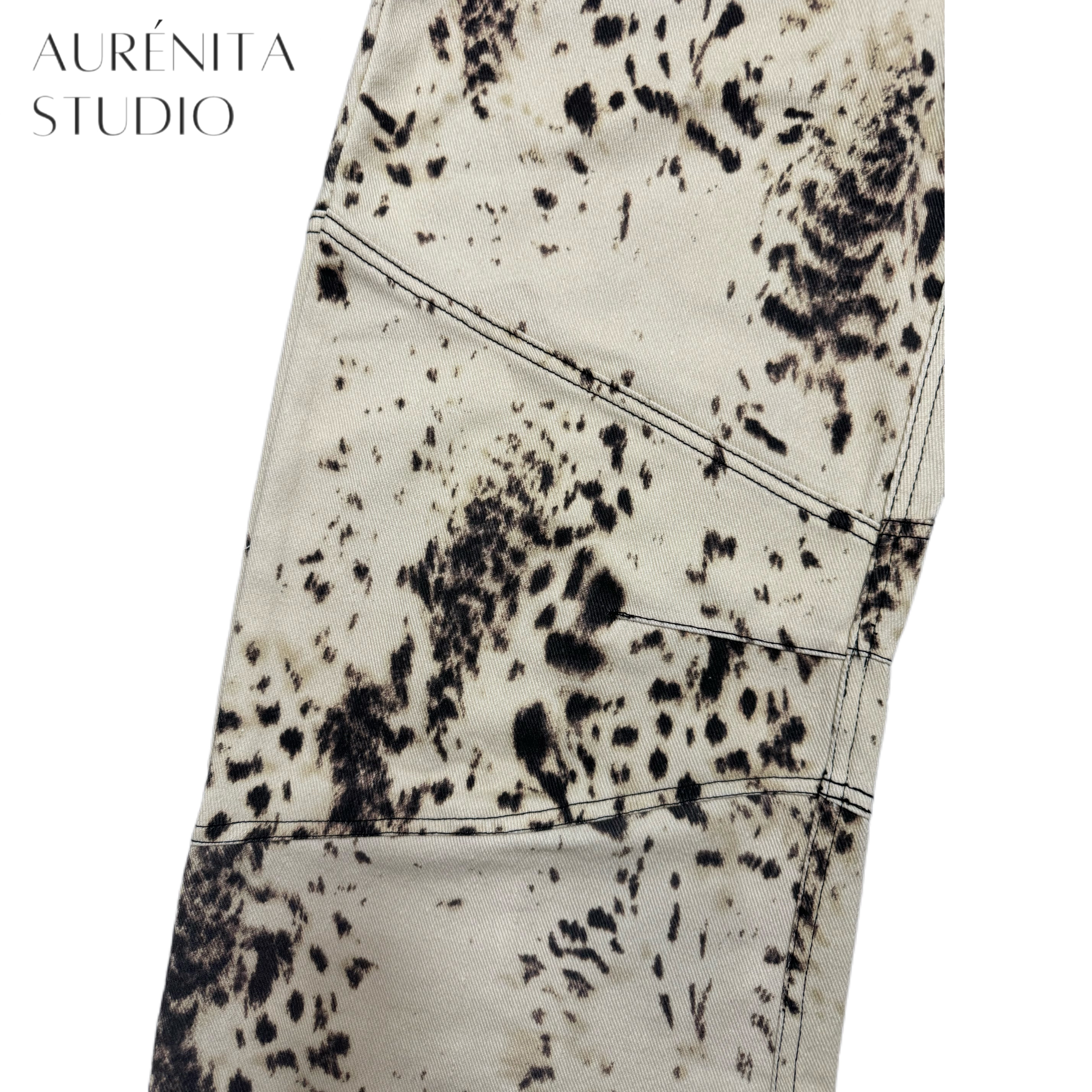 Y2K Jeans Denims Women Fall Winter New Collections Cowboy Style Wide Leg Trouser Leg Leopard Print White Jeans Designer Vintage