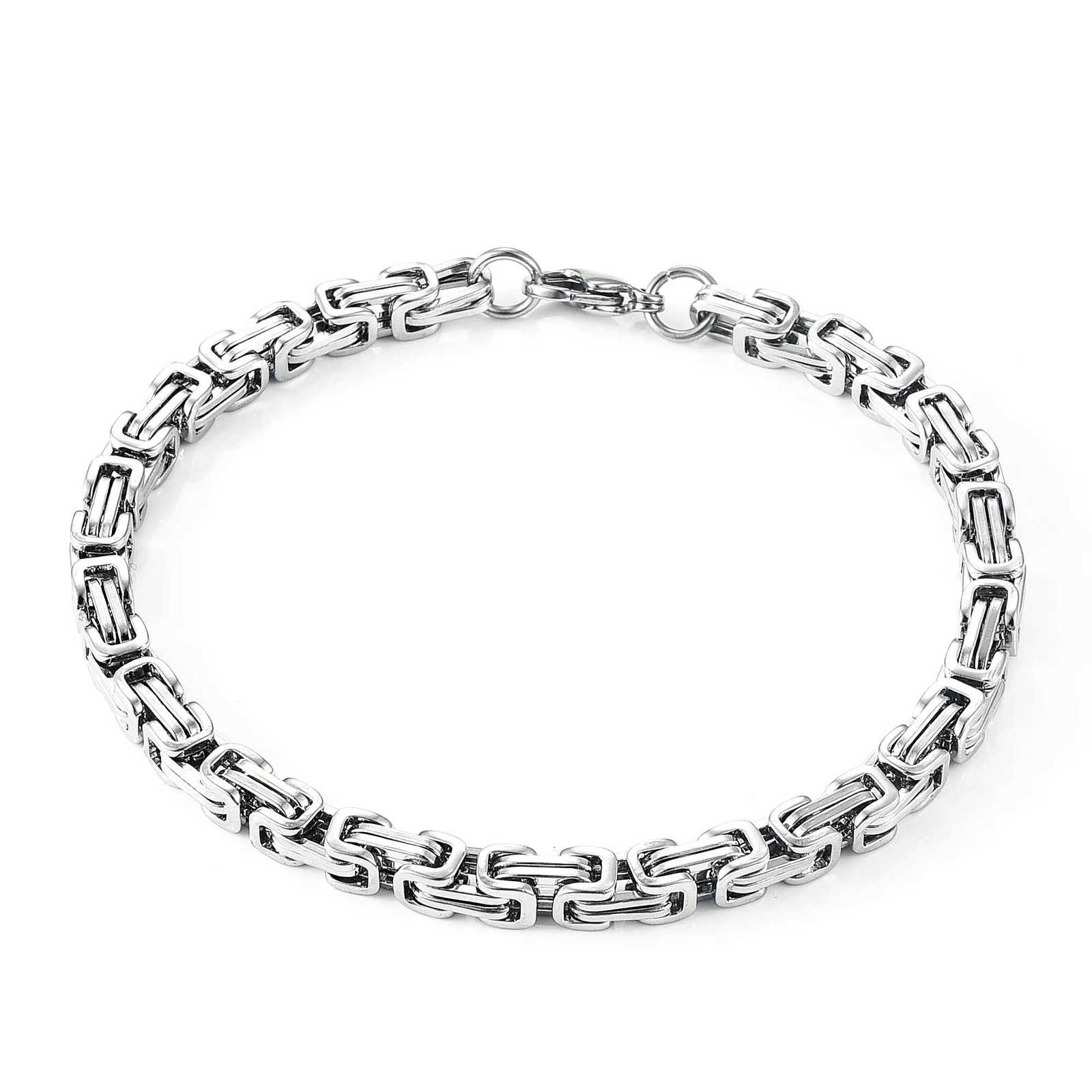 8.5mm Mens Stainless Steel Byzantine Bracelet for Men Heavy Hand Chain Male Hip Hop Rock Punk Boy Wristband Metal Jewelry Anklet W250807