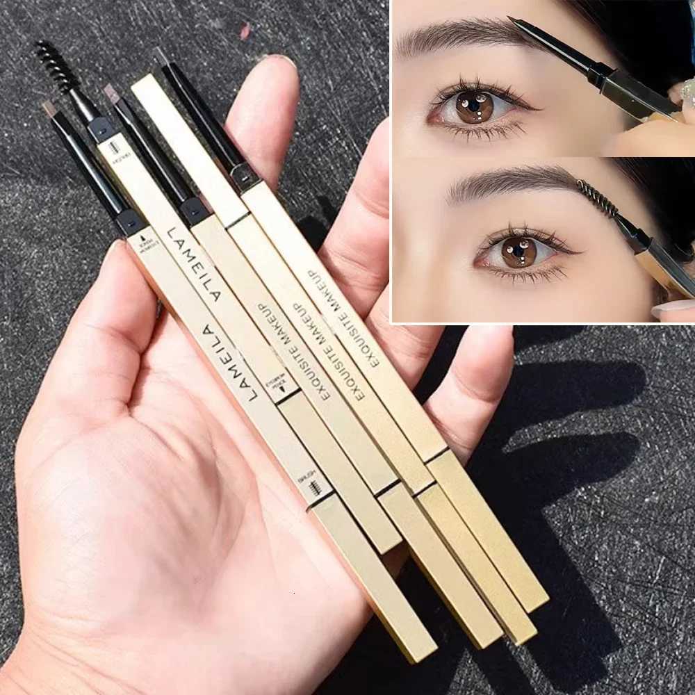 5 Colors With Brush Double Head Eyebrow Pencil Waterproof Smooth Eyebrow Stick Sweatproof Eyebrow Gel Tattoo Pencil Cosmetics W250807