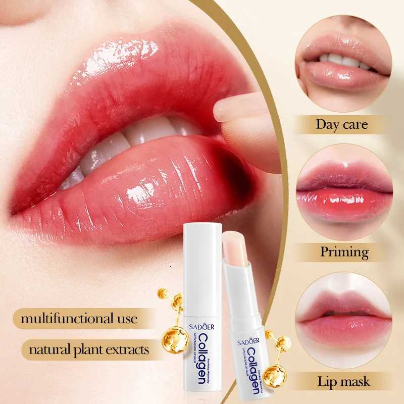 1/2/3pcs SADOER Collagen Lip Balm Moisturizing Anti Wrinkles Anti-aging Nourishing Hydrating Lipstick Lips Skin Care ProductsXJ250807