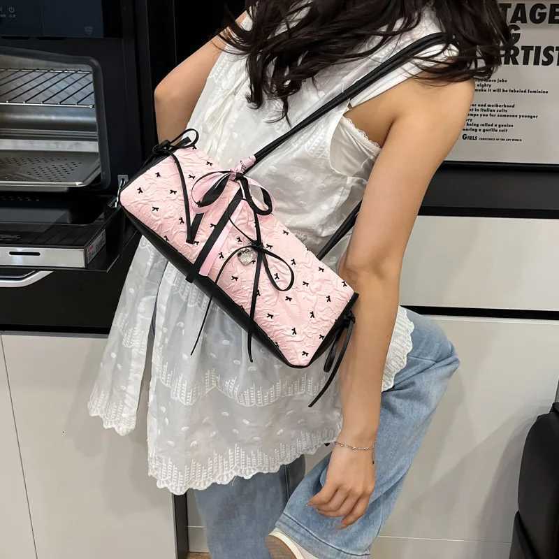 Sweet Bowknot Womens Clutch Purse Handbags Cute Polka Dot Ladies Underarm Bag Contrasting Color Casual Female Shoulder Bags Z250807